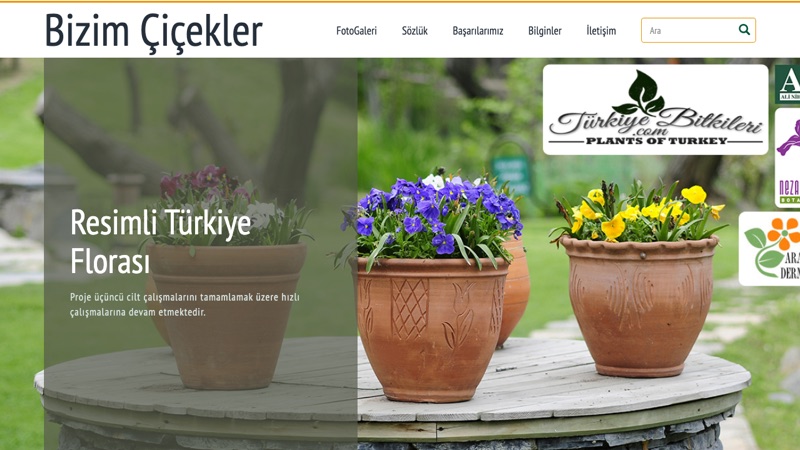 Bizim Çiçekler sitesinden ekran görüntüsü